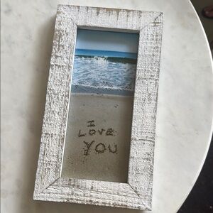 White Rustic Picture Frame with Beach Photo